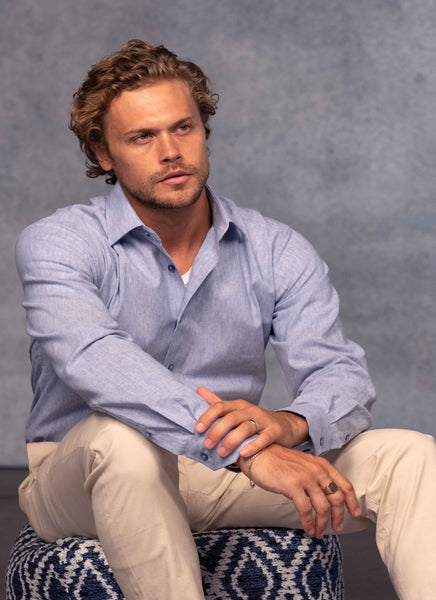 Alexander in Blue Fade Mélange Linen Shirt