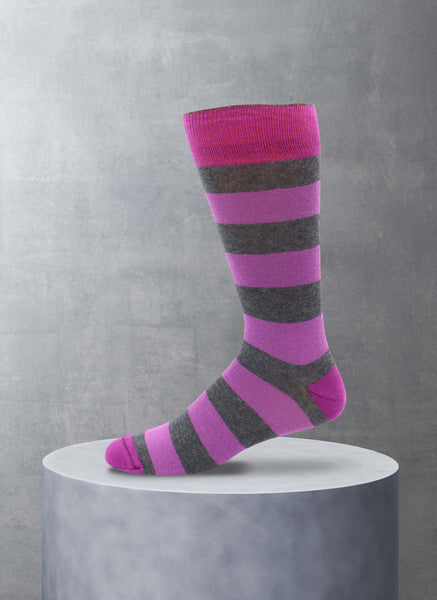 3 Pack Assorted Cotton Socks in Black, Fuchsia and Purple