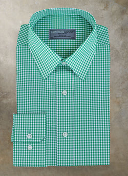 William Fullest Fit Shirt in Green and White Mini Gingham