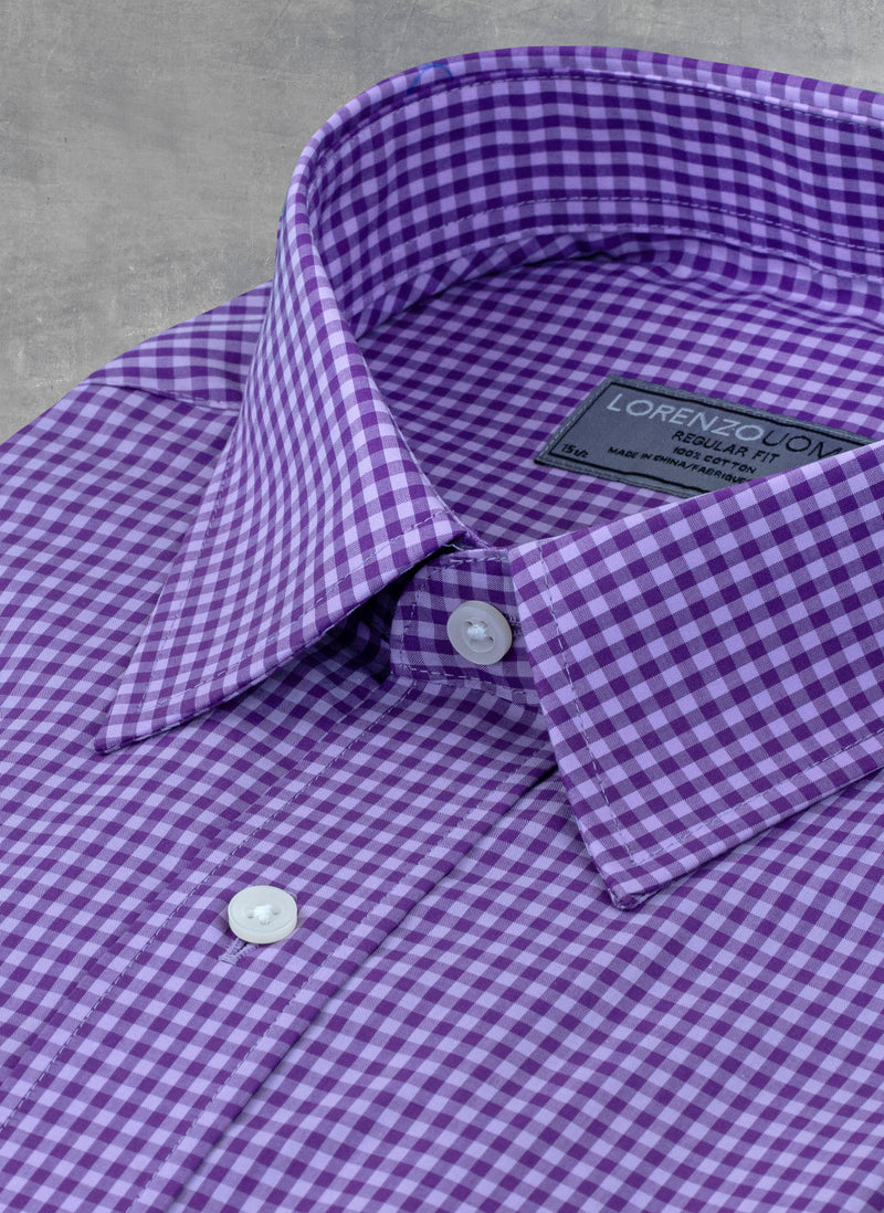 Collar detail William Fullest Fit Shirt in Shades of Purple Gingham