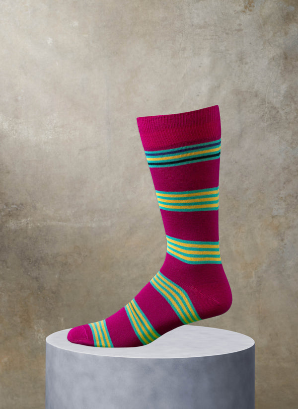 Bright Stripe Sock in Fuchsia