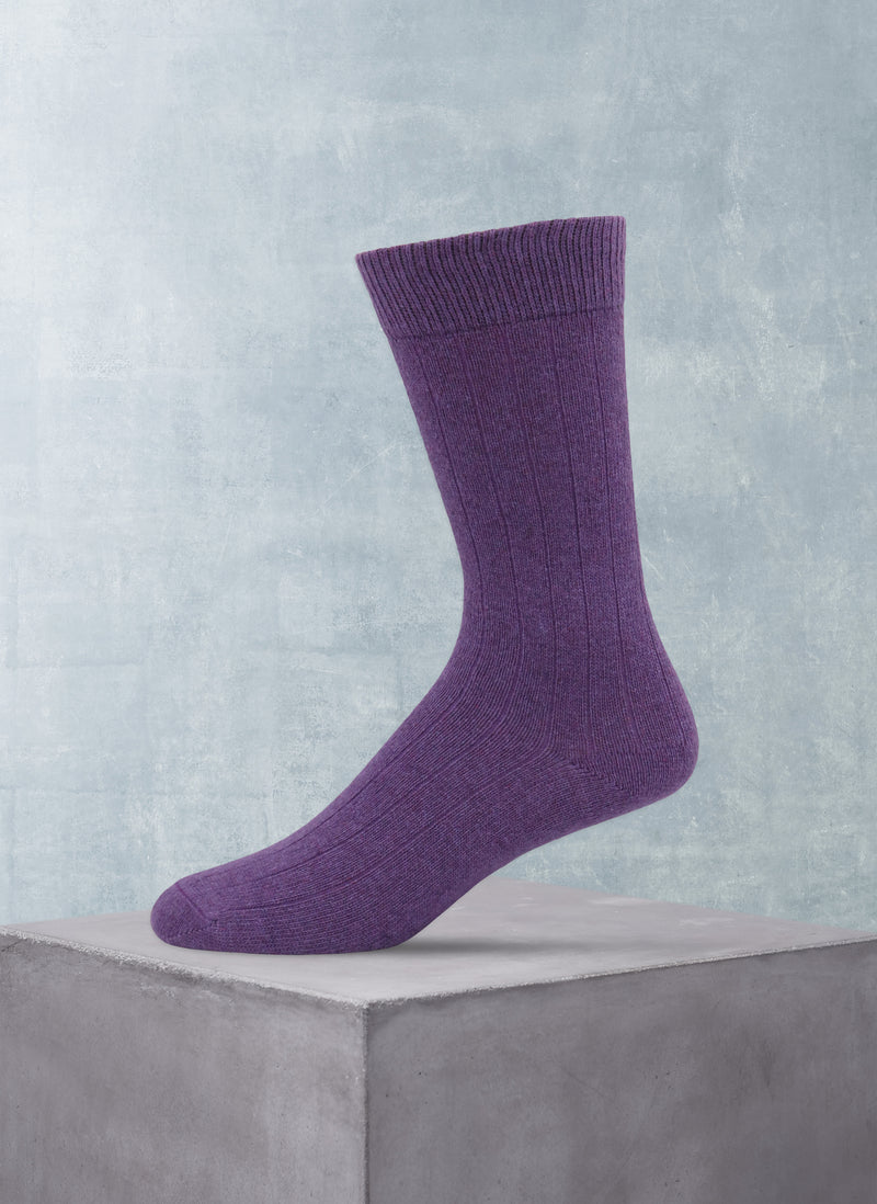 Cashmere Blend Rib Sock in Purple Heather