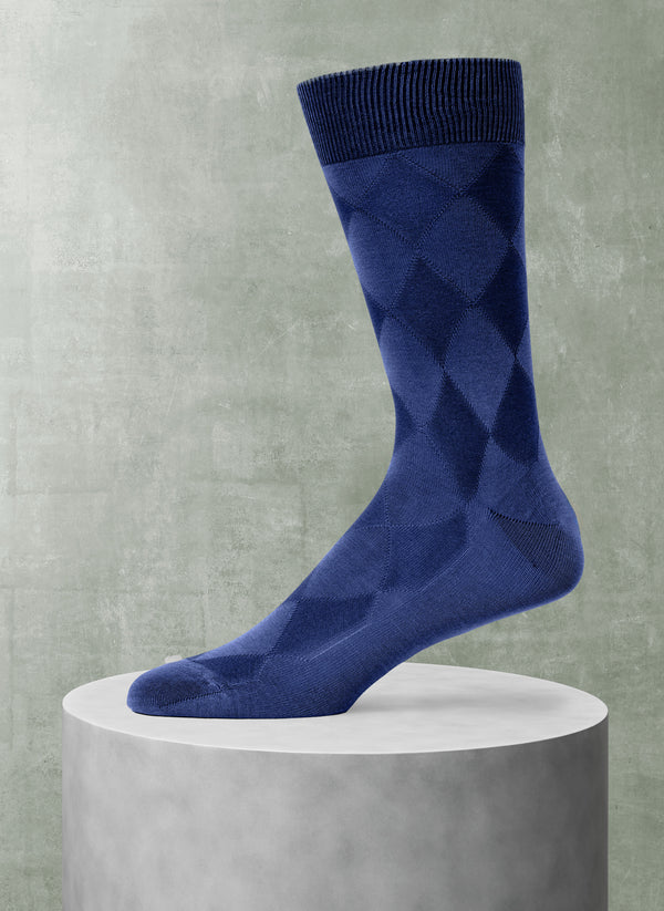 Mercerized Cotton Diamond Sock in Navy