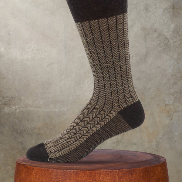 Men's Wool Dress Socks Soft Wool Socks Herringbone Patterned Wool