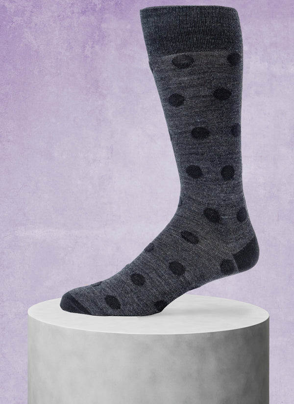 Large Dot Sock in Charcoal and Black