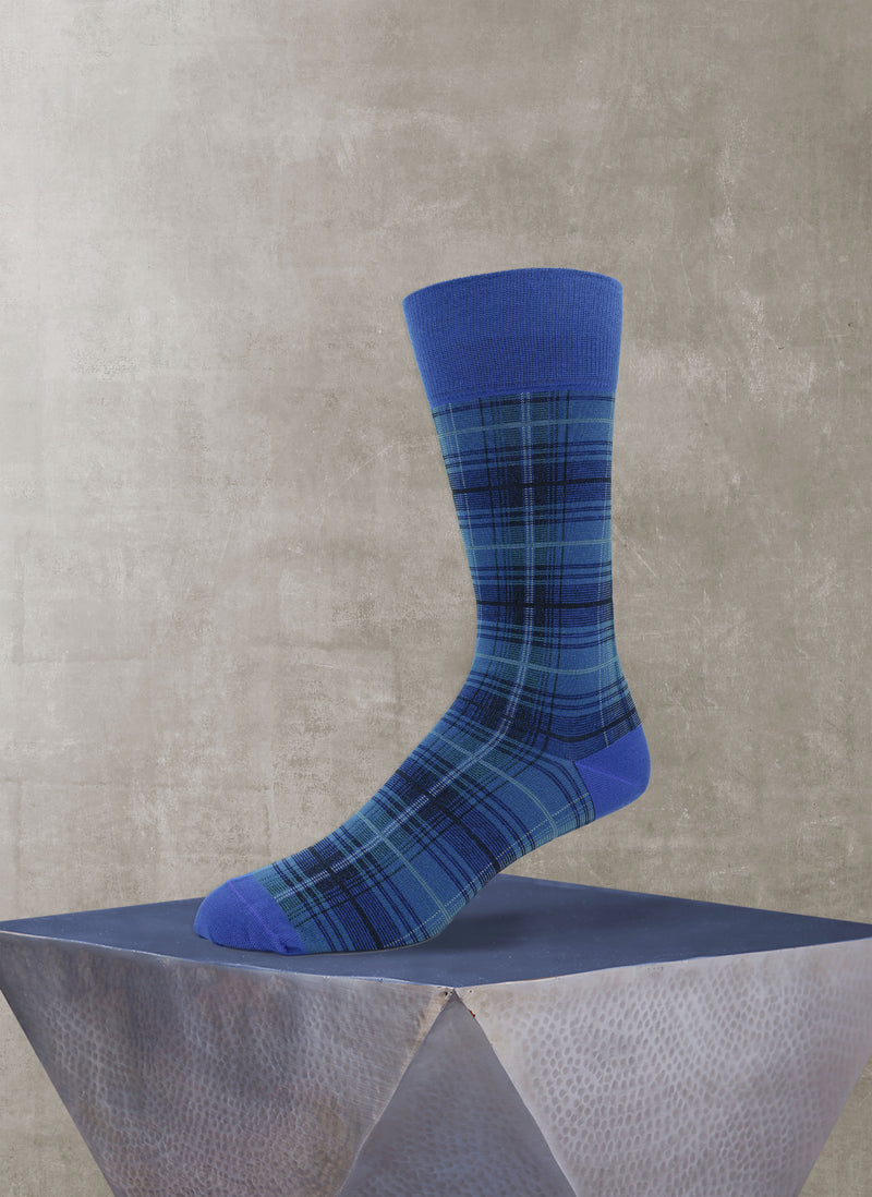 Glen Plaid Sock in Royal Blue