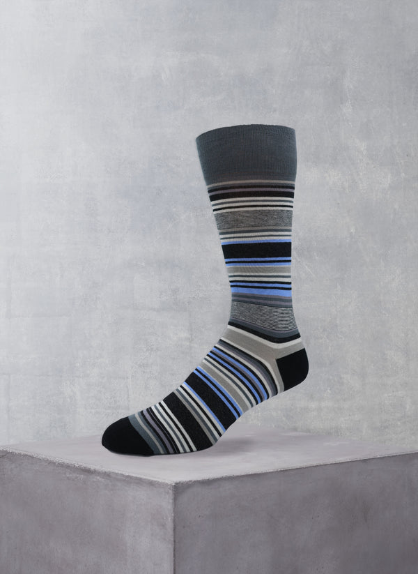 Multi Stripe Sock in Charcoal