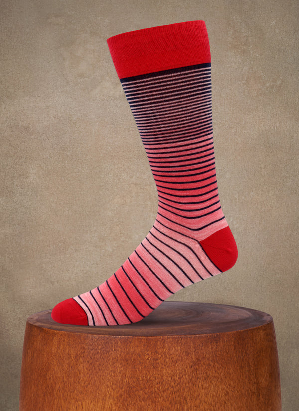 Space Dyed Faded Stripe Sock in Red