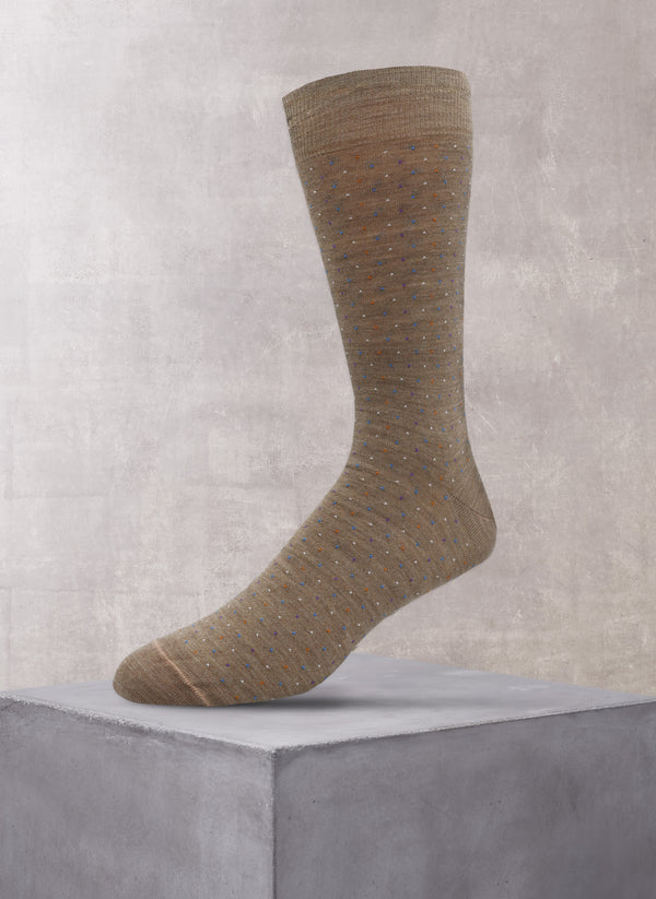 Merino Wool Pin Dot Sock in Taupe