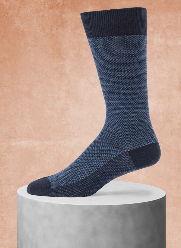 Merino Geometric Diamond Sock in Navy
