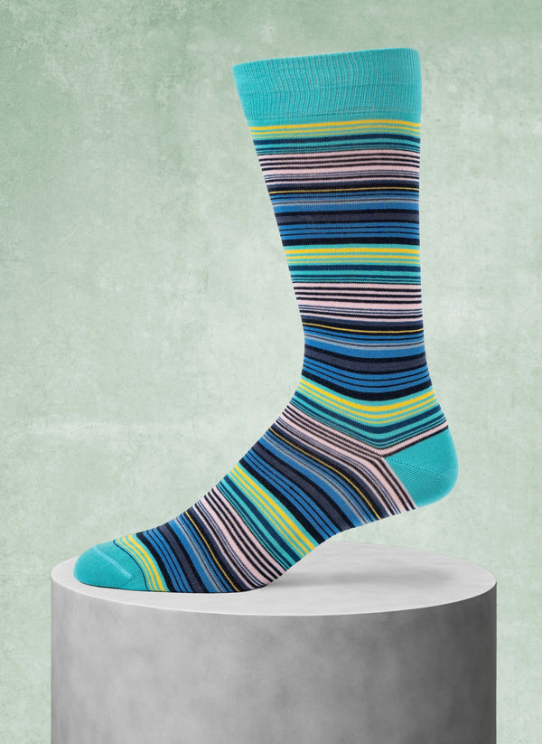 Mille Righe Stripe Sock in Aqua