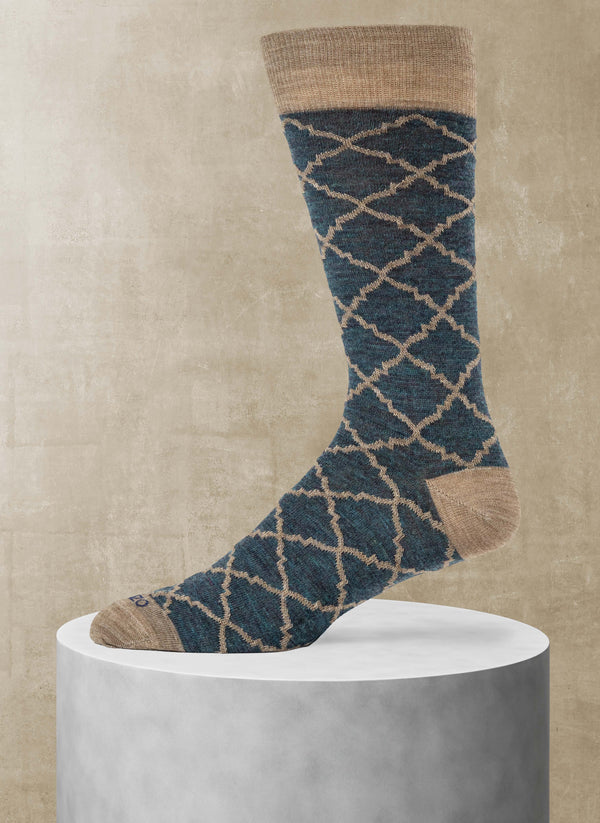 Merino Wool Trellis Sock in Taupe