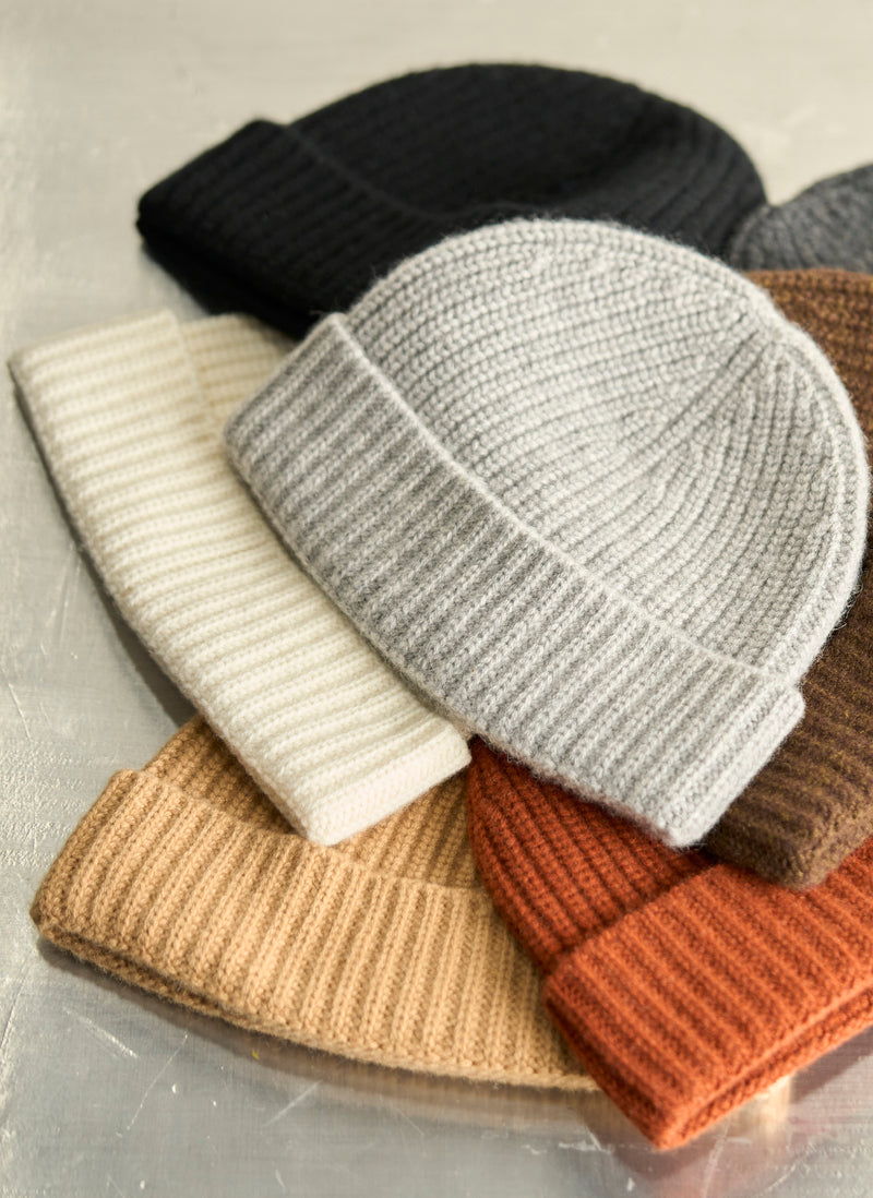 Pure Cashmere Unisex Rib Beanies