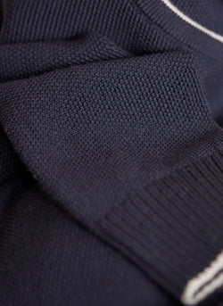 Men's Tollegno Merino Wool Crew Neck Sweater in Navy