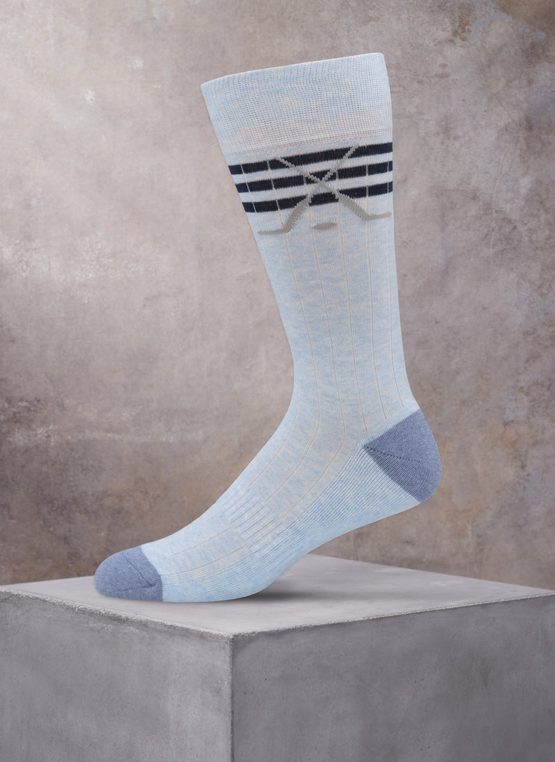 Hockey Sticks Cushion Foot Rib Sock in Light Blue