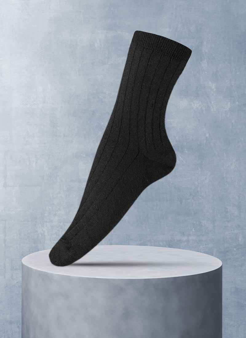 Women's 100% Cashmere Rib Sock in Black