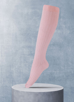 Women's 100% Cashmere Rib Knee High Sock in Light Pink