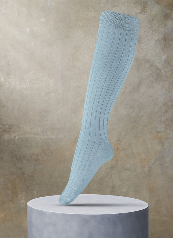 Women's 100% Cashmere Rib Knee High Sock in Seafoam