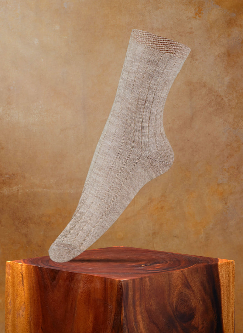 Women's 100% Cashmere Rib Sock in Heather Taupe