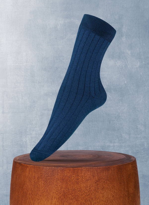 Women's 100% Cashmere Rib Sock in Navy