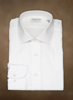 flat image of Alexander in White Herringbone Shirt 
