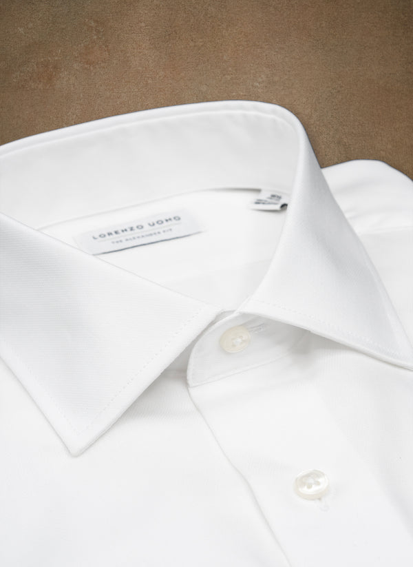 collar Alexander in White Nano Diamond French Cuff Shirt 