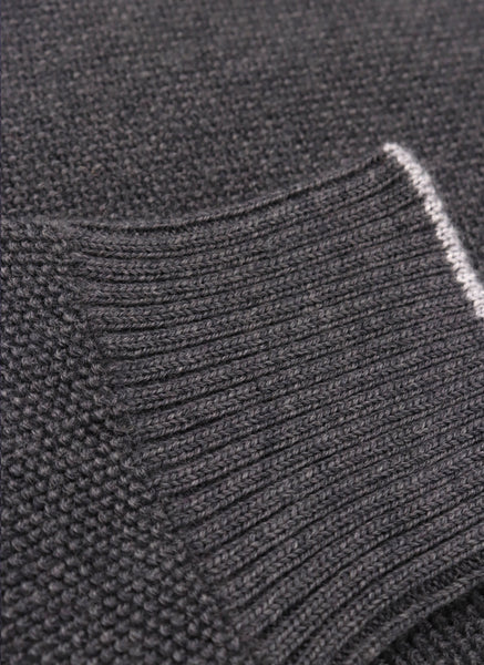 Men's Tollegno Merino Wool Crew Neck Sweater in Dark Grey Mélange ...