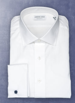 William in White Nano Grid Textured French Cuff Shirt