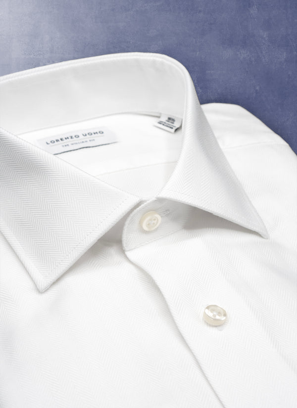 William in White Herringbone Shirt Collar