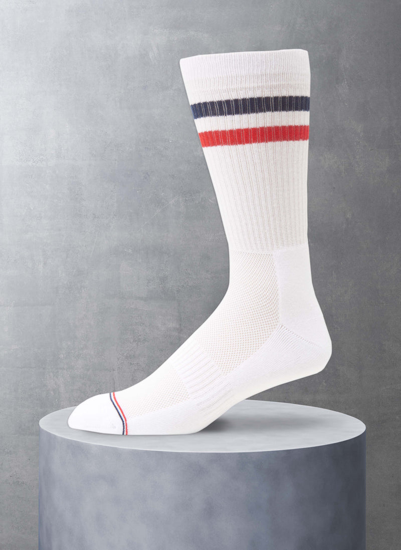 3-Pack Sport Socks Mid-Calf With Red/White/Blue Toe Stripes with Coolm –  Lorenzo Uomo