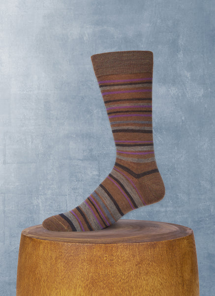Merino Wool Multi Stripe Sock in Taupe – Lorenzo Uomo