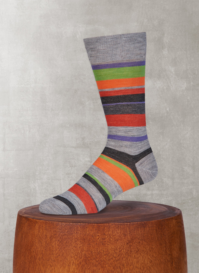 Merino Wool Multi Stripe Light Grey Socks – Lorenzo Uomo
