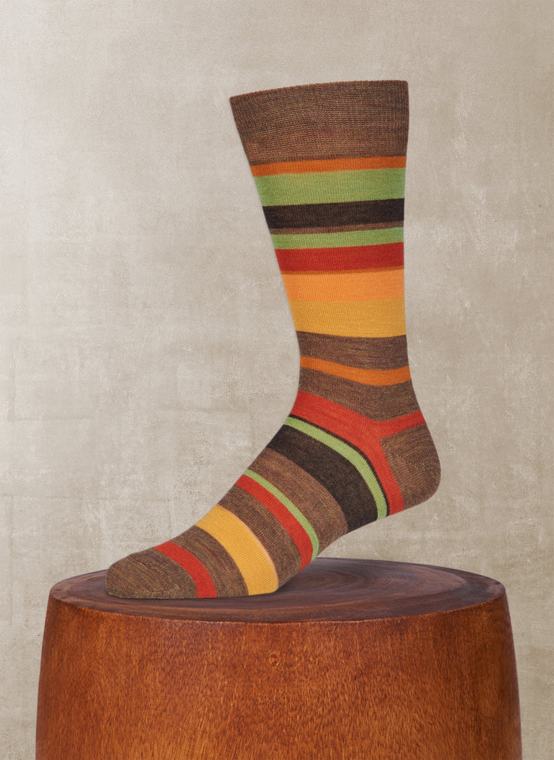 Merino Wool Multi Stripe Light Brown Socks – Lorenzo Uomo