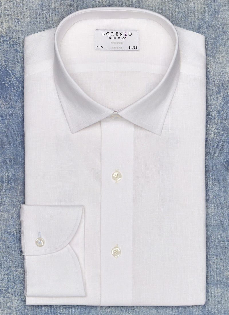 Alexander in White Linen Shirt 16.5 34/35