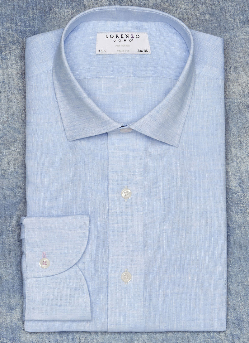 Alexander in Blue Linen Shirt – Lorenzo Uomo