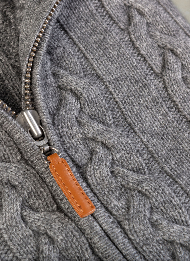 Cable-Knit Wool-Blend Zip Hoodie