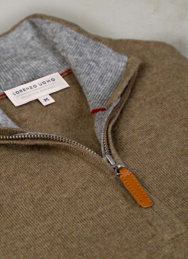 Mongolian Cashmere Quarter Zip Sweater
