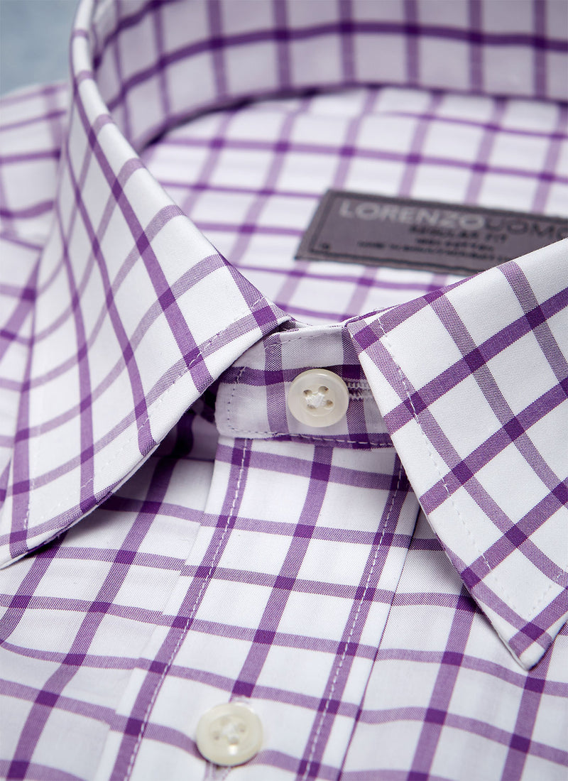 William Fullest Fit Shirt in Purple Check – Lorenzo Uomo