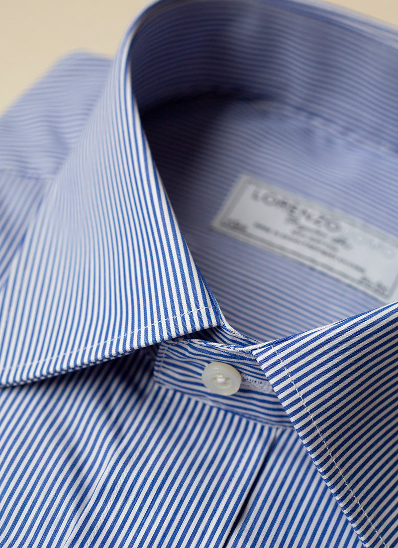 William Fullest Fit Shirt in Thin Blue Thin Stripe – Lorenzo Uomo