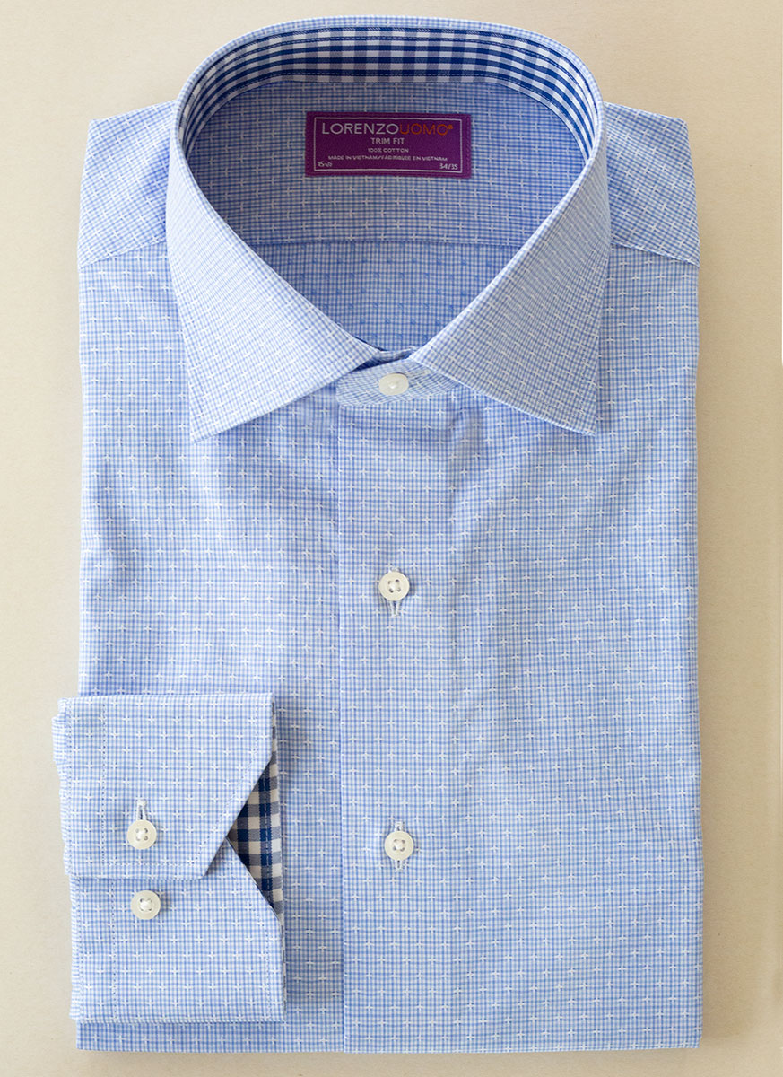 Maxwell in Light Blue Textured Plaid Shirt – Lorenzo Uomo