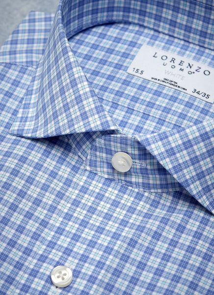 William Fullest Fit Shirt in Blue Multicheck – Lorenzo Uomo